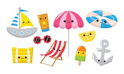 Cute beach summer element clip art