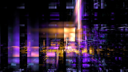 Vivid burst of light cuts through a dark, cyber-inspired backdrop, creating a contrast of colors...