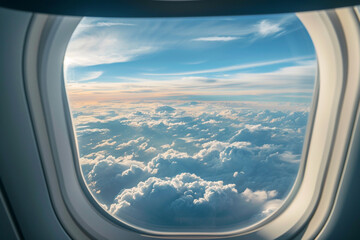 a view of the sky from a plane window of clouds 