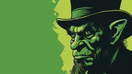 Leprechaun character illustration with empty space for text