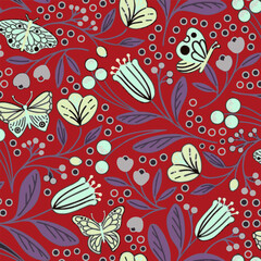 floral Pattern Design Art Blossom Illustration Vector Art , Suitable for fabric Textille Print