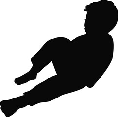 a boy sitting body silhouette vector