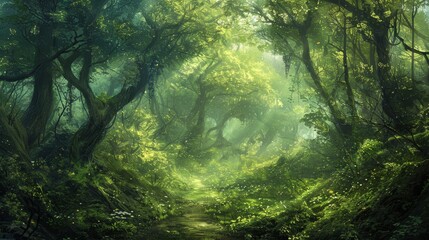 Fototapeta premium Sacred groves hidden deep within woods where veil between worlds is thinnest wallpaper