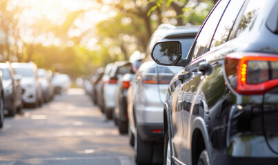 Car parked in an open parking lot.