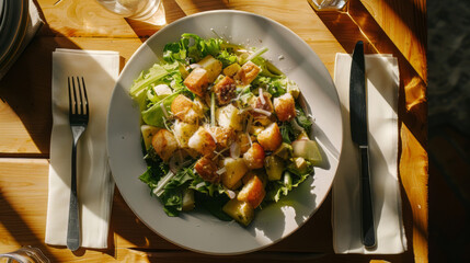 Classic Caesar Salad in Bright Daylight