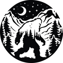 Bigfoot Sasquatch Peeking Design | eps vector | vector graphic design cut print laser engrave digital files commercial use | usable for t-shire tee tshirt