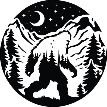 Bigfoot Sasquatch Peeking Design | eps vector | vector graphic design cut print laser engrave digital files commercial use | usable for t-shire tee tshirt