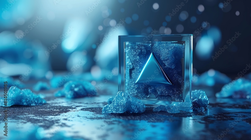 Poster intro video play button image blue color