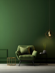 Luxury dark green interior design with an armchair and small table 
