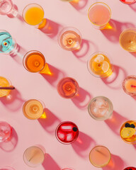 Vibrant Cocktail Selection on Pink
