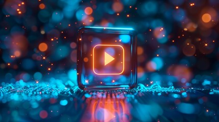 intro video play button image blue color