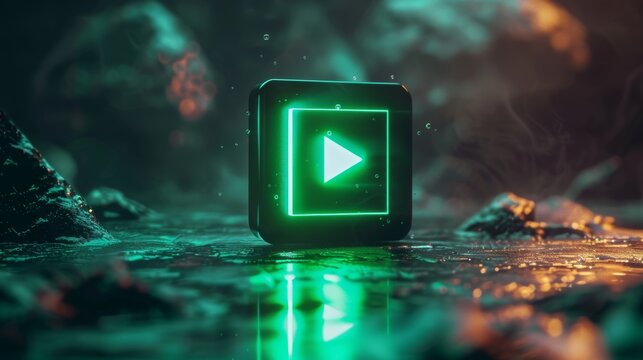 Green intro play button introduction playing