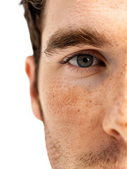 close up of a male eye looking up