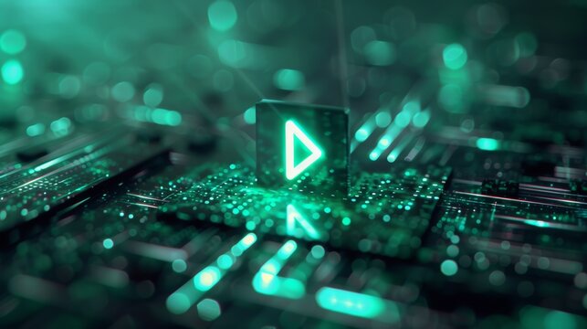 Green play button intro switch triangle environment 