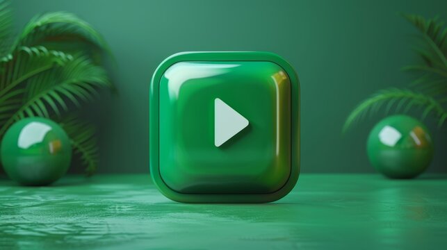 Green intro play button introduction playing