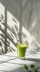 Green Celery Smoothie on Sunny Table