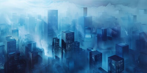 abstract blue background city skyline
