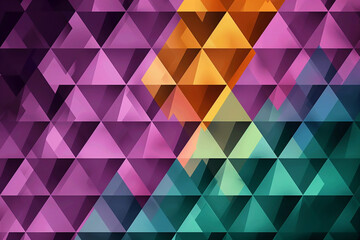 Obraz premium Fond géométrique abstrait fait de triangles colorés en dégradé violet vert orange espace négatif copyspace