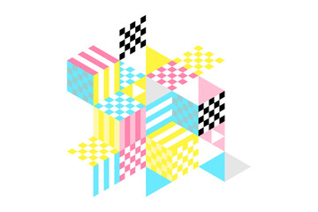 Fototapeta premium Isometric 3D cubes vector background, graphic design wallpaper.