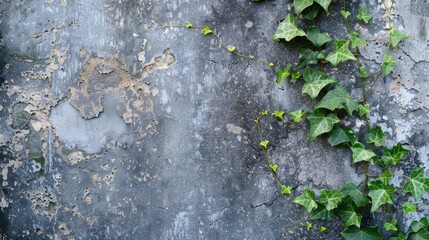 Twisting ivy climbs weathered walls with delicate leaves wallpaper