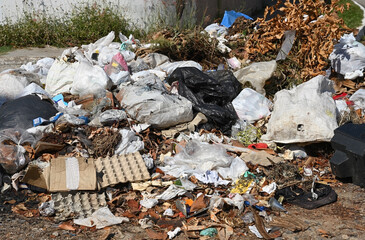 Landfill of garbage abandoned on the ground