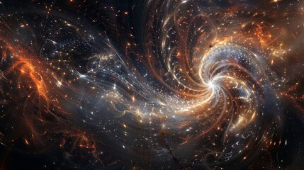 Naklejka premium Cosmic elements emerge through intricate patterns resembling celestial bodies wallpaper