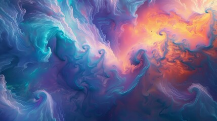 Obraz premium Opalescent hues of swirling clouds shimmer with ethereal beauty wallpaper