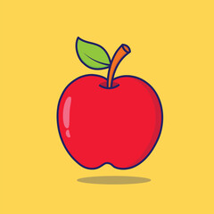 Apple Vector illustration flat design, Red Apple Icon, Fresh Apple Cartoon