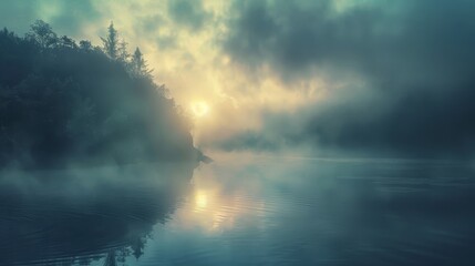 Subtle hints of horizons disappear into mist beckoning exploration wallpaper