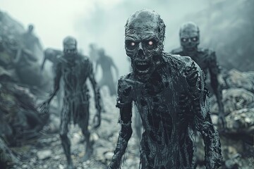 Dramatic Apocalypse: Zombie Horde in Grim Ambiance