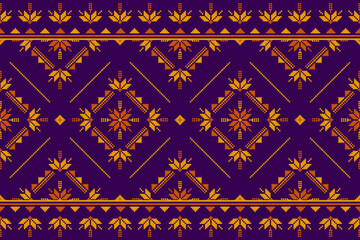 Carpet flower pattern art. Geometric ethnic floral seamless pattern in tribal. American, Mexican style. Design for background, illustration, fabric, clothing, carpet, rug, batik, embroidery.