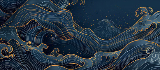 blue grey wave oriental luxury texture banner background