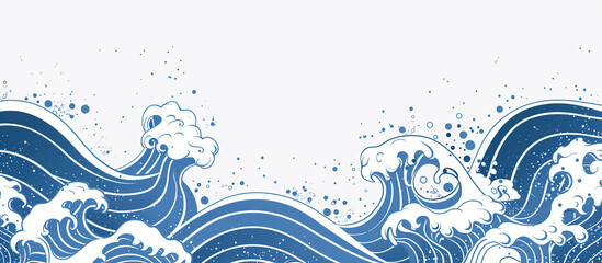 Naklejka premium blue grey wave oriental luxury texture banner background