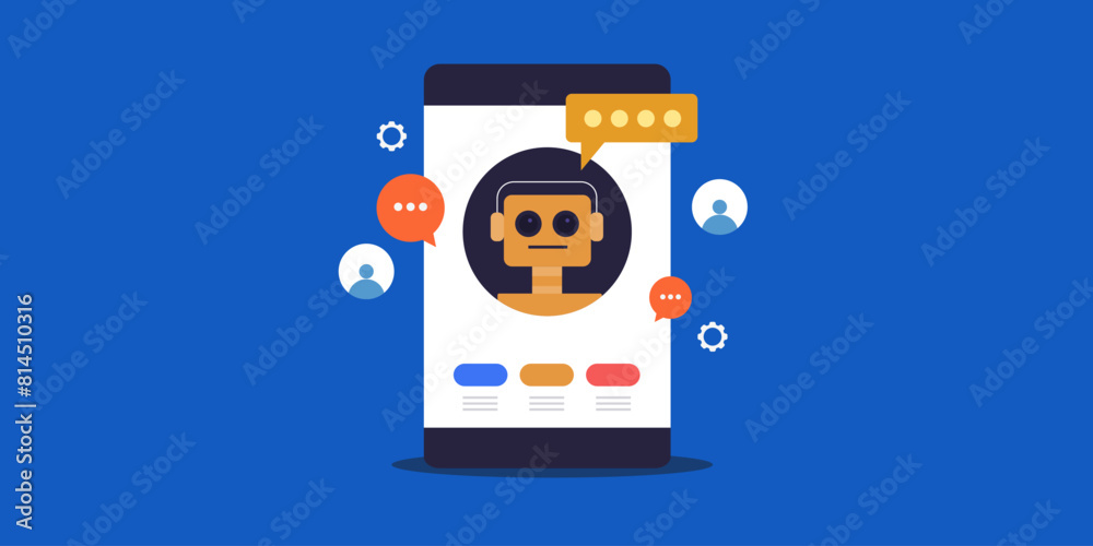 Wall mural Chatbot service automation customer support application business technology vector illustration.