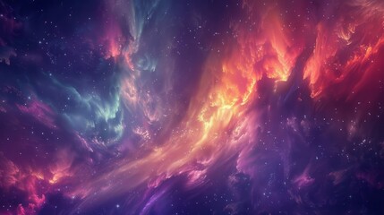Fototapeta premium Auroras and comet tails paint vibrant heavens as they streak across sky wallpaper