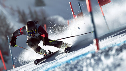 Dynamic Downhill: Speeding Skier Conquering the Slalom Challenge
