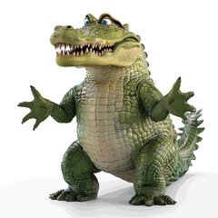 3D render of a crocodile with a smile on his face