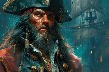 Elegant Rogue Pirate Thief - Dark Adventurer Detailed Digital Illustration