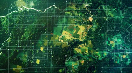 A digital depiction of a world map overlaid with futuristic technology and data elements, symbolizing global connectivity and information flow.