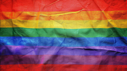 Obraz premium LGBT Lesbian, Gay, Bisexual, Transgender, Queer or Questioning, Parade Concept. LGBT History Month, Pride Month. Six-band Rainbow flag waving in wind, outdoor background, soft focus. Slow motion