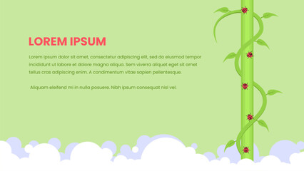 Plant and animal background with ladybug and vines vector illustration