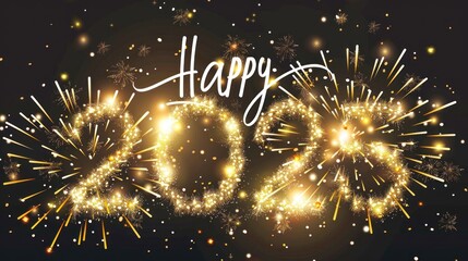 glitter Happy New Year 2025, Happy new year 2025 on black background