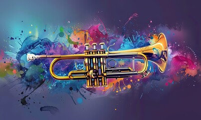 Obraz premium AI sfondo tromba jazz music 01