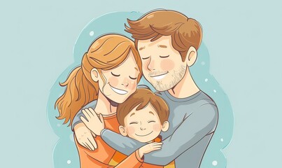 AI illustrazione famiglia felice 03