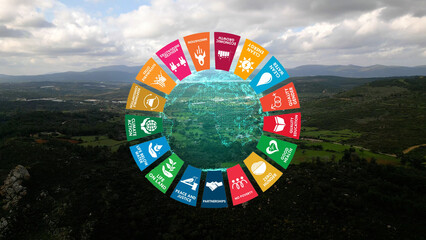 Sustainable Development Climate Action i Motion Graphic Animation 17 Global Goals Concept . hq photo