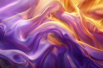 Obraz premium Abstract Background with 3D Wave Bright Gold and Purple Gradient Silk Fabric 