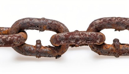Fototapeta premium rusty old chain isolated on a white background
