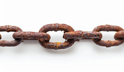 Obraz premium rusty old chain isolated on a white background