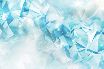 Fototapeta premium Abstract background with light blue and white polygonal shapes, triangles of different sizes and shades of cyan and aquamarine, a shiny and sparkling effect 