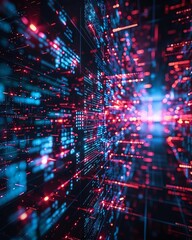 Fototapeta premium futuristic digital classroom with holographic projections and interactive displays as the main teaching methods Focus on sleek, modern designs and vivid colors using CG 3D rendering techn